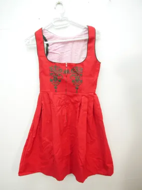 Fabelhaft mit Balkonett und Stickerei rot süßes Dirndl ohne Schürze Gr.32