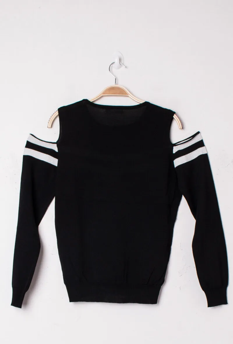 Jersey mit freien Schultern und Streifen