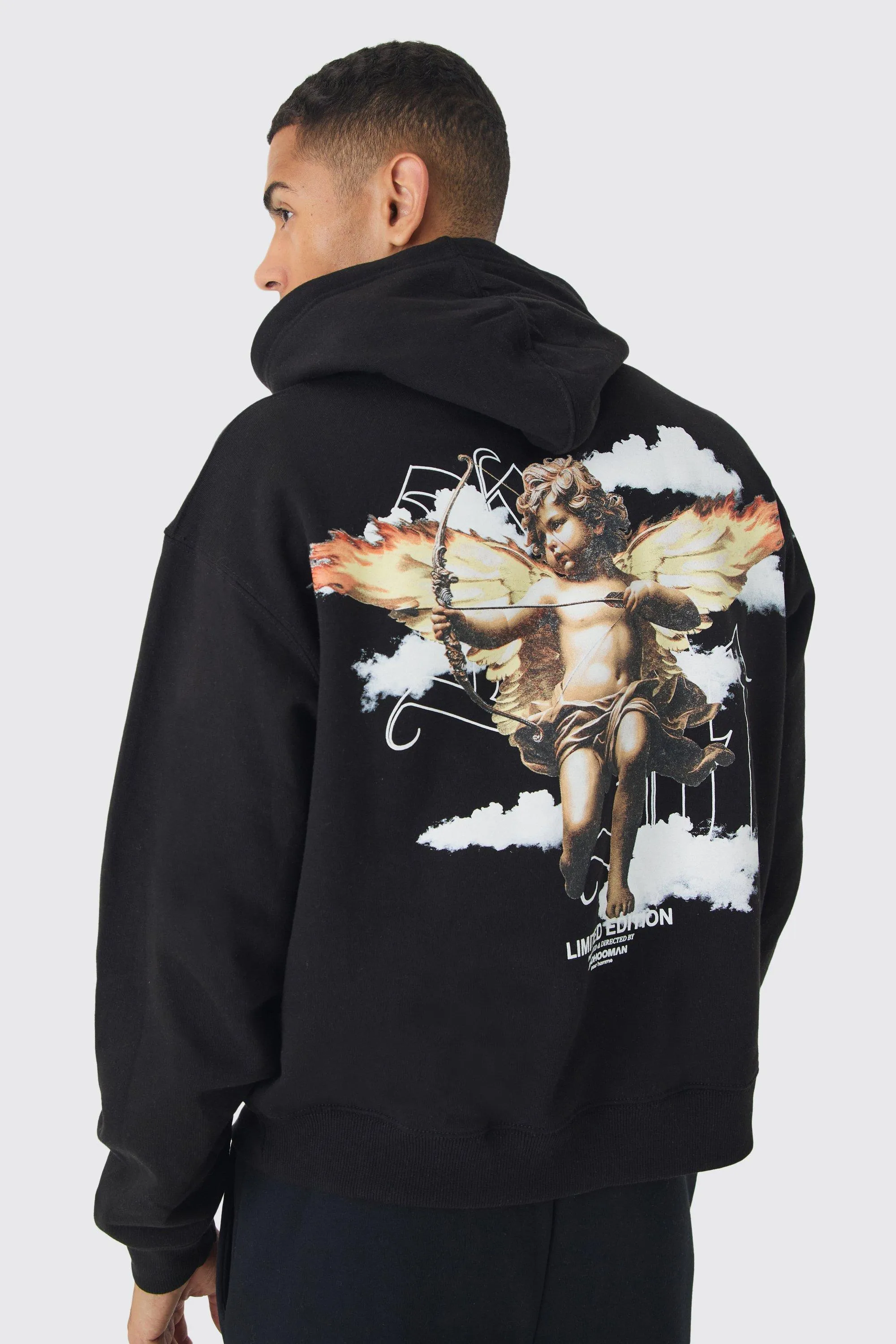 Kastiger Oversize Hoodie mit Cloud Renissance Print