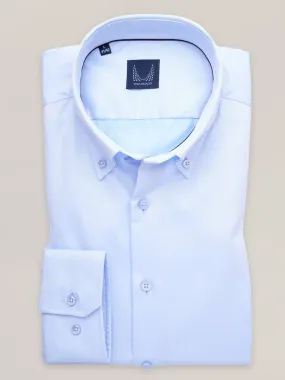 Slim Fit Herrenhemd hellblau mit glattem Muster verlängert 17605